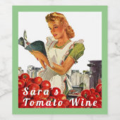 自家製トマトワイン レトロ クール ビジー レディ キッチン ワインラベル (シングルラベル)