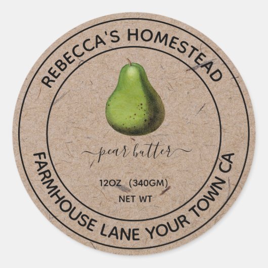 自家製ナシバター缶詰ラベル ラウンドシール (正面)