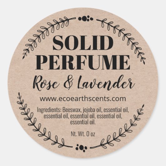 自家製ナチュラルクラフト無地の香水ラベル ラウンドシール
