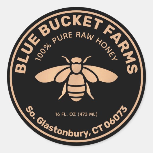 自家製ハニービー瓶ラベル ラウンドシール (正面)