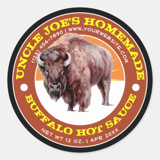 自家製バッファローホットソースラベルテンプレート ラウンドシール (正面)