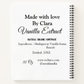 自家製バニラエキスの材料の重さを加える ノートブック (裏面)