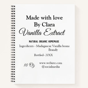 自家製バニラエキスの材料の重さを加える ノートブック