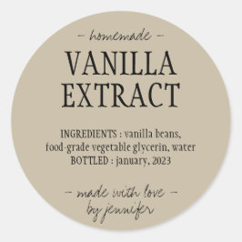 自家製バニラエキスボトルラベル 手作りドリンク用 ラウンドシール