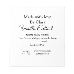 自家製バニラエキス 原料の重さを加える ノートパッド