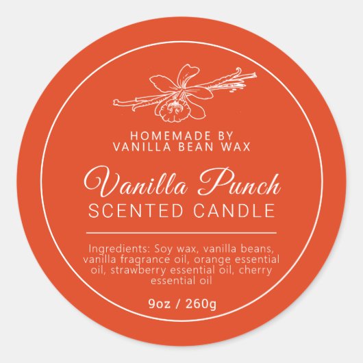 自家製バニラフルーツパンチロウソク素材 ラウンドシール (正面)