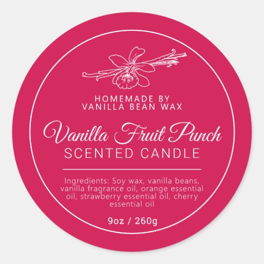 自家製バニラフルーツパンチロウソク素材 ラウンドシール (正面)