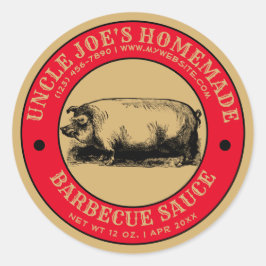 自家製バーベキューソースヴィンテージラベルテンプレート ラウンドシール