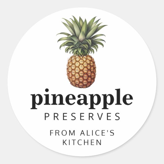 自家製パイナップルがラベルを保存 ラウンドシール (正面)