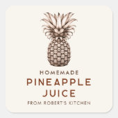 自家製パイナップルジュースの瓶ラベル スクエアシール (正面)