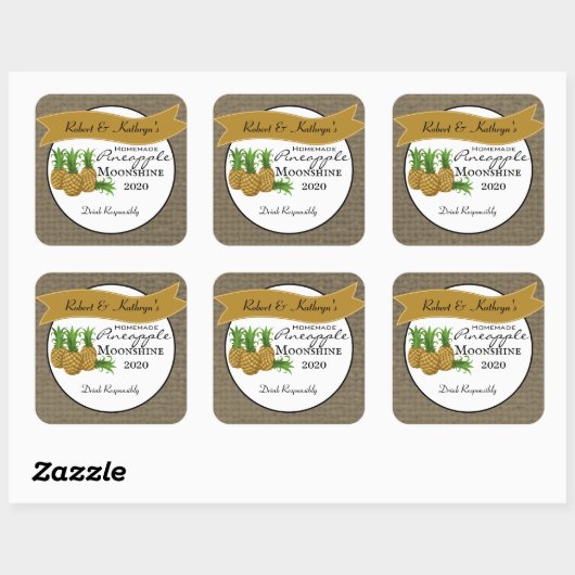 自家製パイナップルムーンシャインパーソナライズされた スクエアシール (シート)