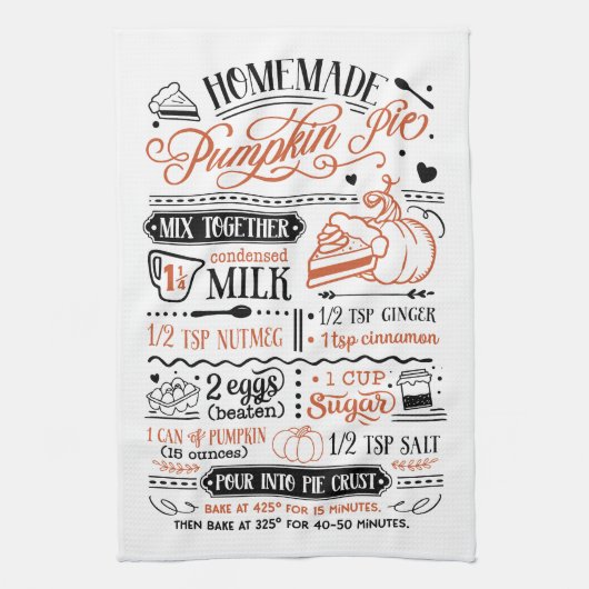 自家製パンプキンパイレシピ |農家 キッチンタオル (縦)