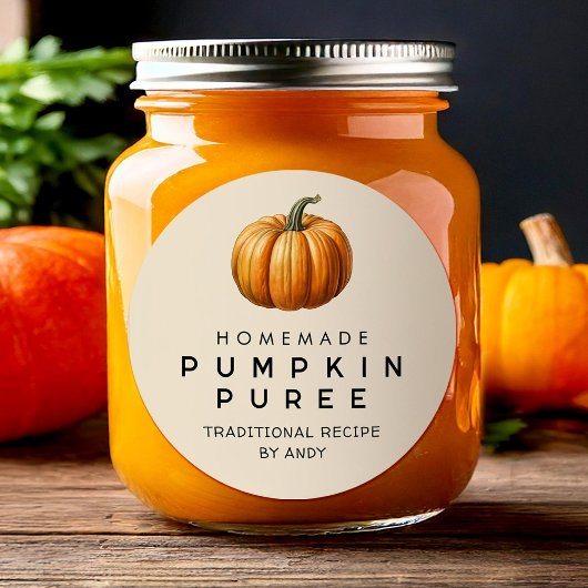 自家製パンプキンピューレのラベル　手作りレシピ缶詰ラベル ラウンドシール