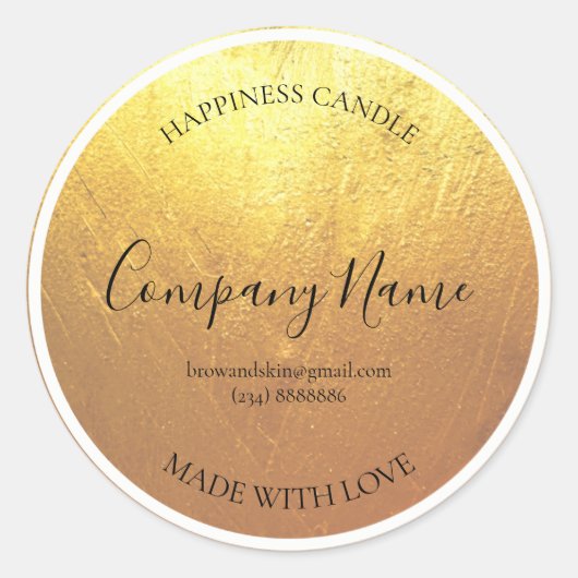 自家製パーソナライズされたキャンドル金ゴールドラベル ラウンドシール (正面)