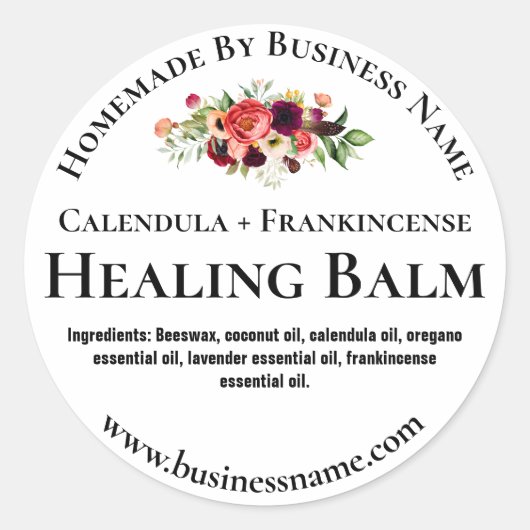 自家製ヒーリングサルベーム用ステッカーラベル ラウンドシール (正面)