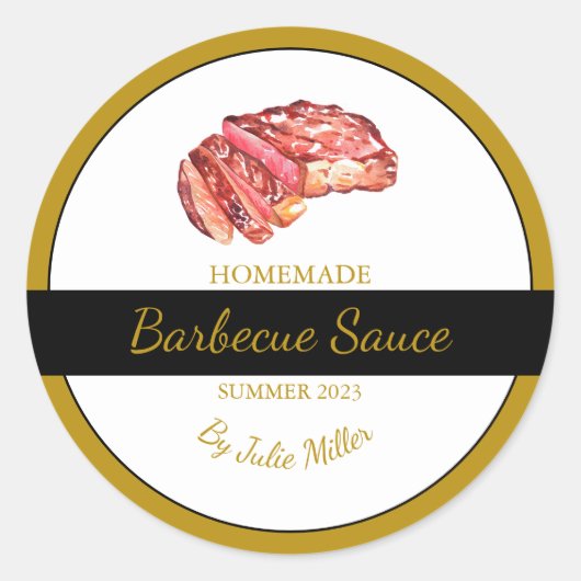 自家製ビーフバーベキューソースBBQラベル ラウンドシール (正面)