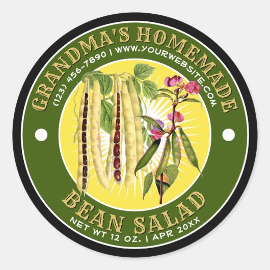 自家製ビーンサラダラベルテンプレート ラウンドシール (正面)