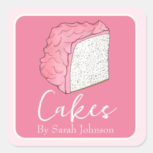 自家製ピンクエンジェル焼いたフードケーキ スクエアシール (正面)