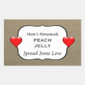 自家製ピーチジェリージャムカントリー缶詰ラベル 長方形シール (正面)