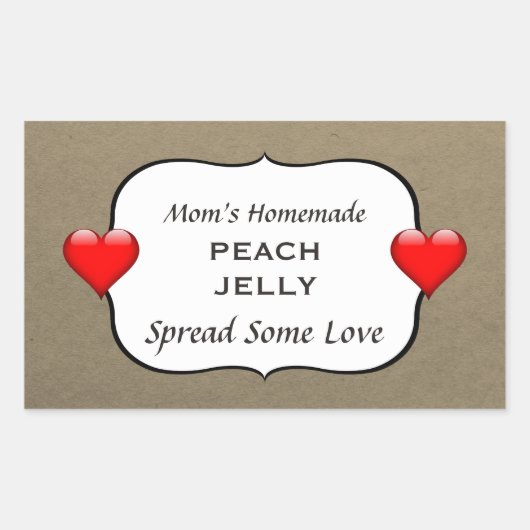 自家製ピーチジェリージャムカントリー缶詰ラベル 長方形シール (正面)