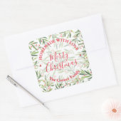 自家製フードトリートクリスマスクリスマスホルリーベリー スクエアシール (封筒)