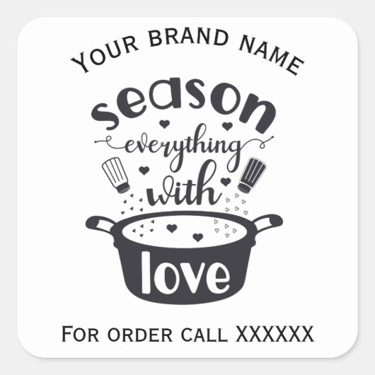 自家製フードビジネスステッカー スクエアシール (正面)