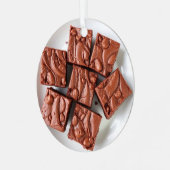 自家製ブラウニーのプレートリアル食べ物 メタルオーナメント (正面左)