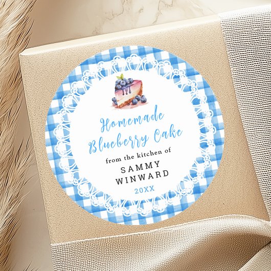 自家製ブルーベリーケーキ食品ラベル ラウンドシール