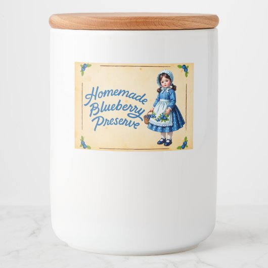 自家製ブルーベリーリザーブメント – ヴィンテージ フードラベル (正面)