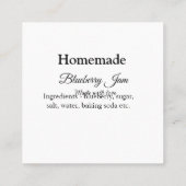 自家製ブルーベリーyジャム作りラブアッド文字 スクエア名刺 (裏面)