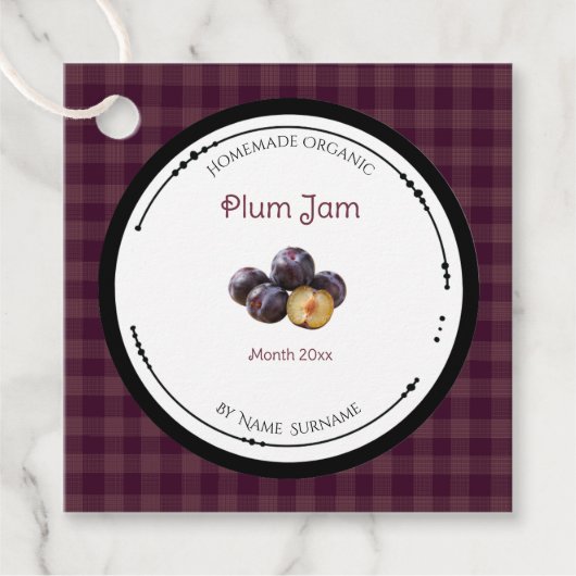 自家製プラムジャムラベル（原材料表示付き） フェイバータグ (正面)