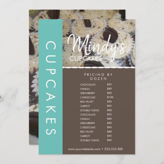 自家製ベーカリーカップケーキフライヤー価格リストB 招待状 (正面/裏面)