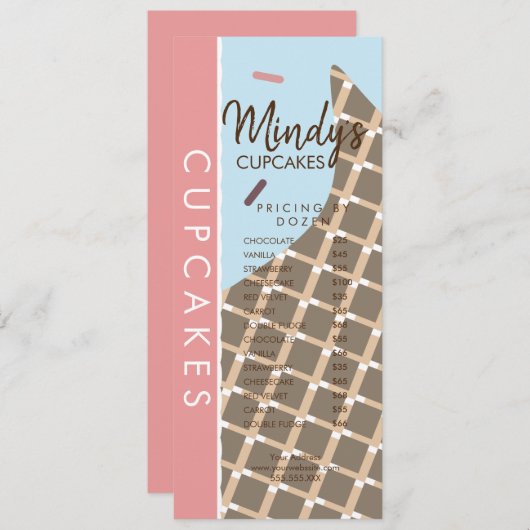 自家製ベーカリーカップケーキフライヤー価格リストD 招待状 (正面/裏面)