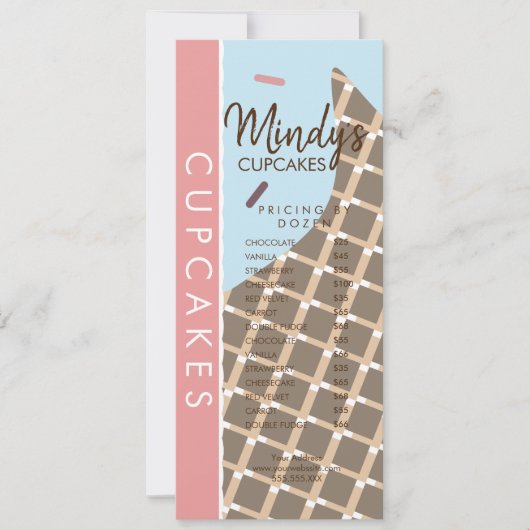 自家製ベーカリーカップケーキフライヤー価格リストD 招待状 (正面)