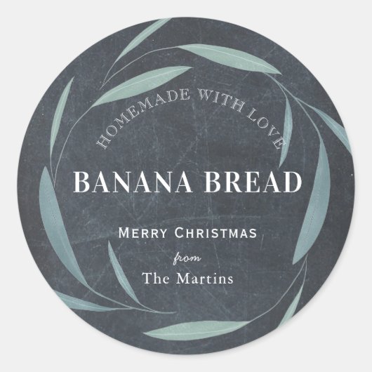 自家製ベーキングギフトグリーナリーチャックボードホリデイ ラウンドシール (正面)
