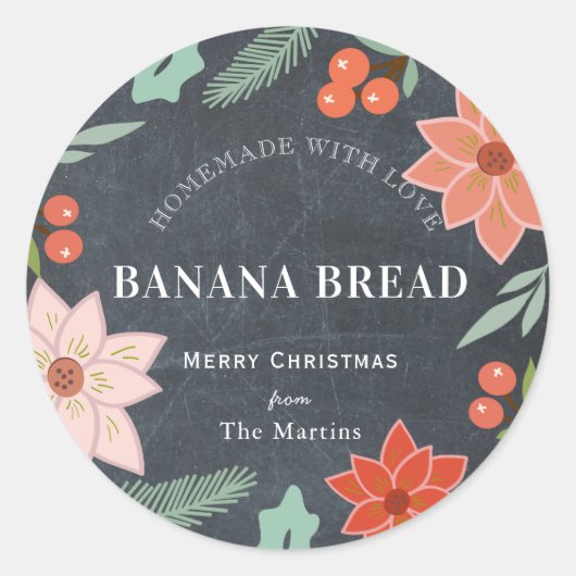 自家製ベーキングギフトフローラシャルボードホリデイ ラウンドシール (正面)