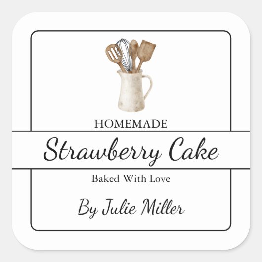 自家製ベーキング料理スクエアラベル スクエアシール (正面)