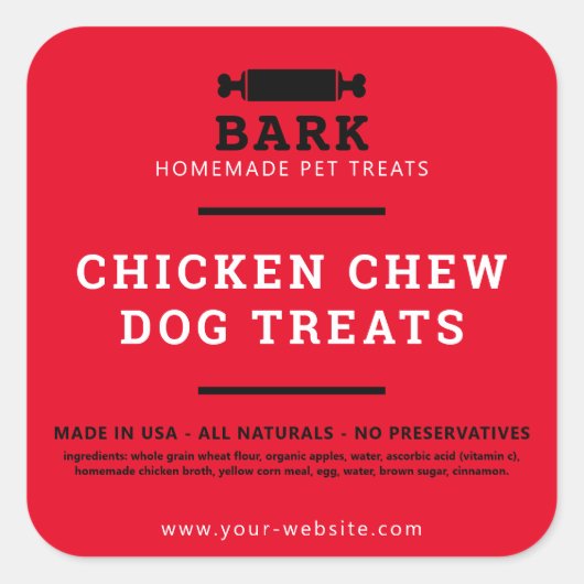 自家製ペット犬は製品ラベルのシールを扱う スクエアシール (正面)