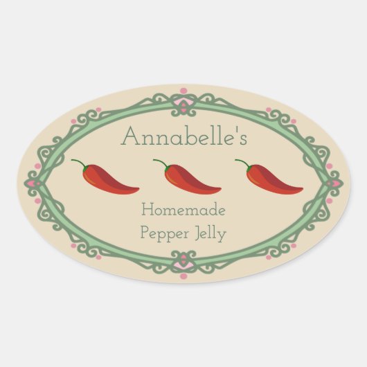 自家製ペッパーゼリーラベル 楕円形シール (正面)