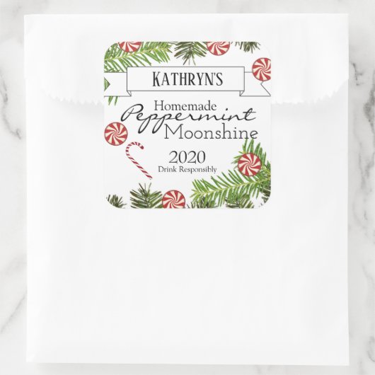 自家製ペパーミントムーンシャイパーソナライズされたン スクエアシール (バッグ)