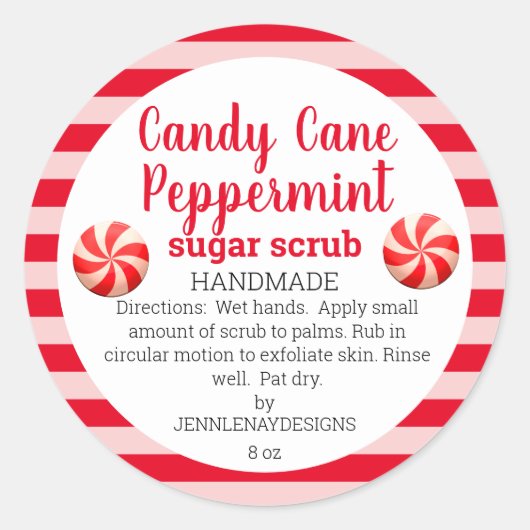 自家製ペパーミントメイソンジャール砂糖スクラブラベル ラウンドシール (正面)