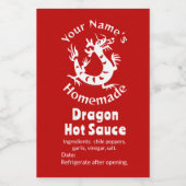 自家製ホットソースチリペッパー中国のドラゴン ワインラベル (シングルラベル)