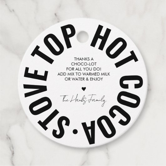 自家製ホットチョコレートトレンディーおもしろいホリデー フェイバータグ (正面)