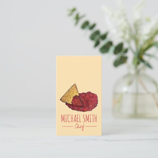 自家製ホットトマトサルサホーム缶詰バイ 名刺 (スタンド正面)