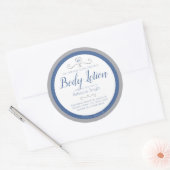 自家製ボディローションの成分ラベル 青い銀のラベル ラウンドシール (封筒)