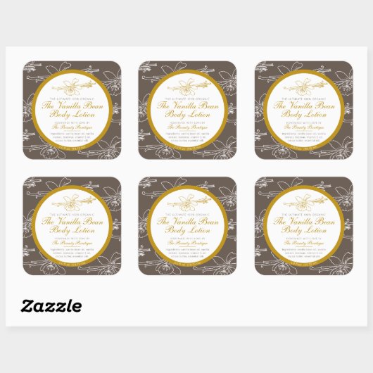 自家製ボディーローション製品 ヴァニラブラウン スクエアシール (シート)