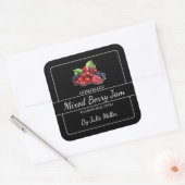 自家製ミックスベリージャムスクエアラベルブラック スクエアシール (封筒)