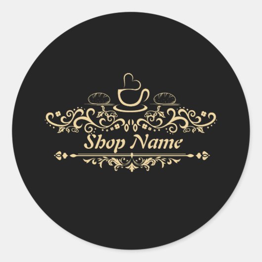 自家製モダンコーヒーベーカリーカスタムビジネスロゴ ラウンドシール (正面)