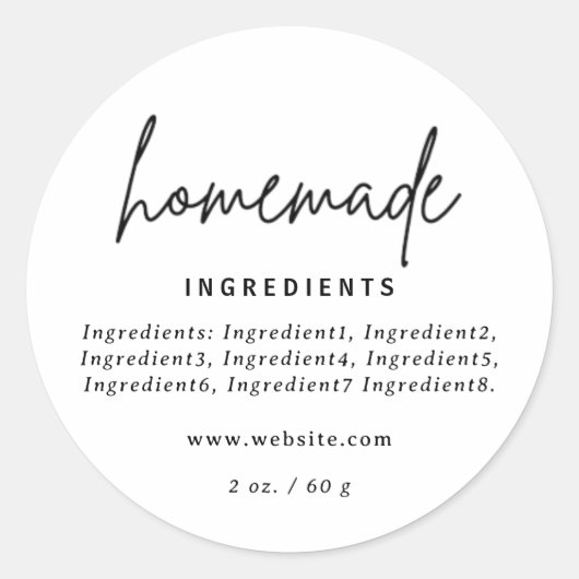 自家製モダン白食材ラベル ラウンドシール (正面)