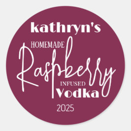 自家製ラズベリーウォッカパーソナライズされたラベル ラウンドシール